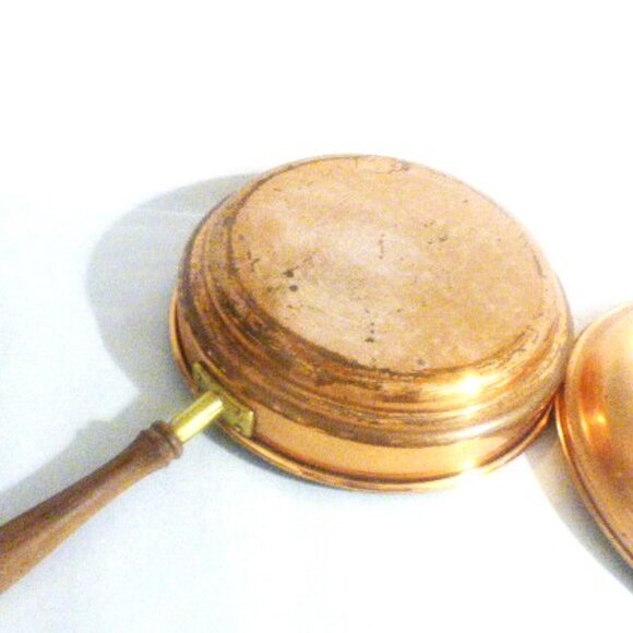 Vintage COPPER FRYING PAN Copper SKILLET Fire Stove Camping Wood Stove - Picture 3 of 8